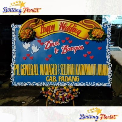 Bunga Papan Happy Wedding Bintang Florist Sidoarjo